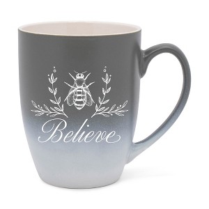Elanze Designs Believe Two Toned Ombre Matte Gray and White 12 ounce Ceramic Stoneware Coffee Cup Mug - 1 of 4