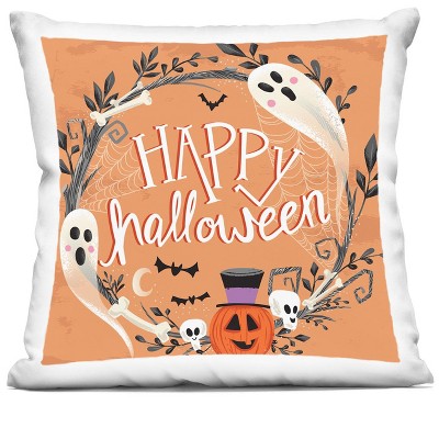 Stupell Industries Whimsical Orange Happy Halloween Ghosts Wreath