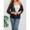 Women's Lace Cardigan Shrug Tops 3/4 Sleeve Open Front Summer Beach Cover Up - 4 of 4