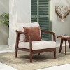 KTMBDW 28" Patio Lounge Chair with Woven Backrest and Comfy Cushions, Wood Curved Armrests Chair for Patio or GardenI - 2 of 4