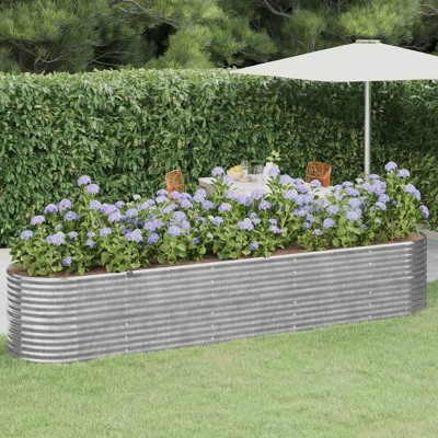 vidaXL Garden Raised Bed Grey Powder-coated steel Large Durable