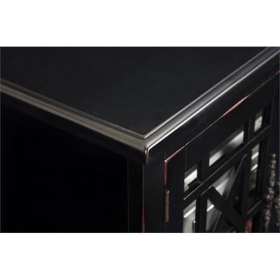 Parisian Antique Black 63" Transitional TV Stand with Glass Doors