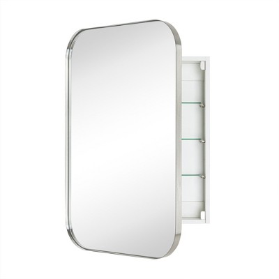 TEHOME Surface and Recessed Mount Rectangular Stainless Steel Metal Framed Bathroom Medicine Cabinet with Mirror