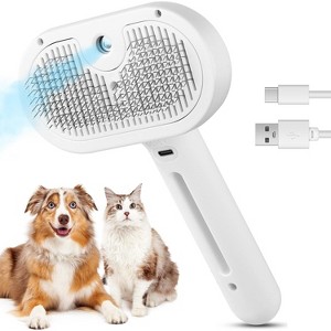 BABYYER 3 in 1 Cat Steam Brush, Pet Spray Hair Removal Comb for Shedding & Grooming, Water Brush for Cats Dogs Small Animals Long Short Haired - 1 of 4