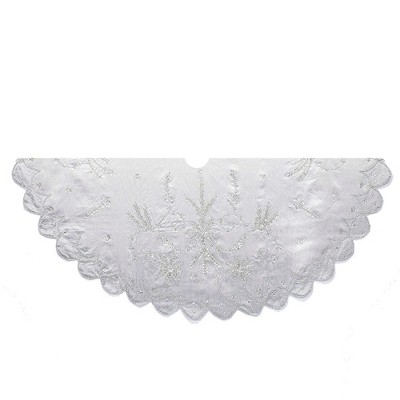 Kurt Adler 48" Silver Hand Embroidery Treeskirt