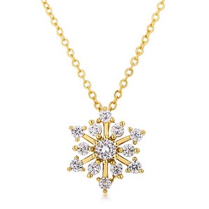 ShineHigh Contemporary CZ Snowflake Pendant Necklace in Goldtone or Silvertone Finish with 16" + 2" Chain - 1 of 1