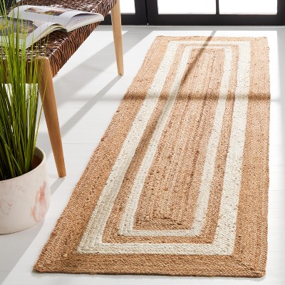 Ivory Striped Flatweave Non-Slip Runner Rug 2'3" x 8'