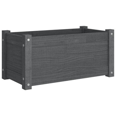 vidaXL Solid Pinewood Garden Planter - Outdoor Rectangular Flower Box, Gray, 23.6"x12.2"x12.2" - Weather-Resistant Plant Pot