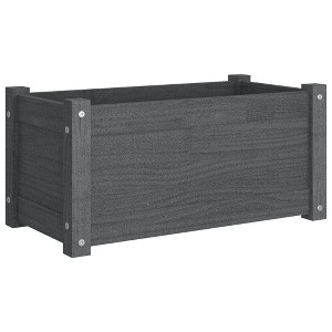 vidaXL Solid Pinewood Garden Planter - Outdoor Rectangular Flower Box, Gray, 23.6"x12.2"x12.2" - Weather-Resistant Plant Pot - 1 of 4