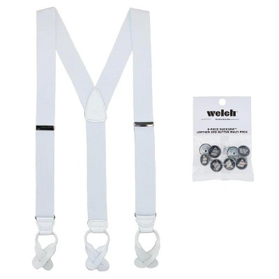 CTM Men's Elastic Button End Dress Suspender with Bachelor Buttons