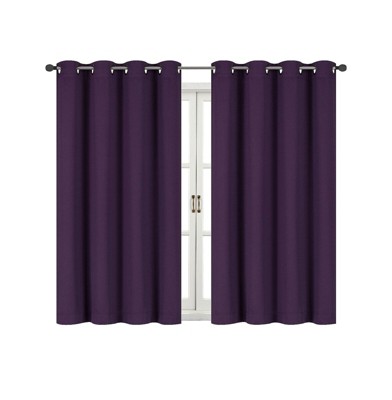 Kate Aurora 100% Hotel Thermal Blackout Purple Grommet Top Curtain Panels