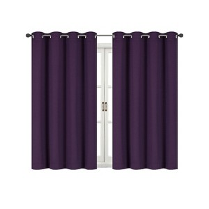 Kate Aurora 100% Hotel Thermal Blackout Purple Grommet Top Curtain Panels - 1 of 1