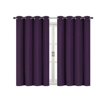 Kate Aurora 100% Hotel Thermal Blackout Purple Grommet Top Curtain Panels