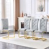 KWPZQEB Luxury Dining Chair, Upholstered Accent Chair w/ Faux Alligator Skin, Crystal Buckle & Metal Bow Leg, Kitchen Chair for Dining Room - 3 of 4