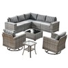 Marlton 9pc Wicker Outdoor Patio Furniture Set Conversation Sofa Sectional with Swivel Chairs and Cushions - 2 of 4