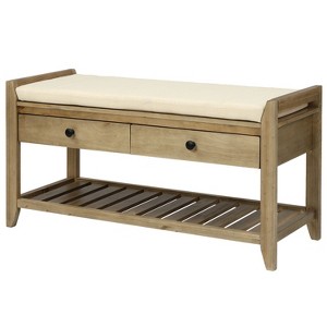 CAVINAS 35.4" Shoe Rack with Soft Cushioned Seat,Drawer&Shelf,Versatile Entryway Ottoman Bench with Storage,220lbs Capacity - 1 of 4