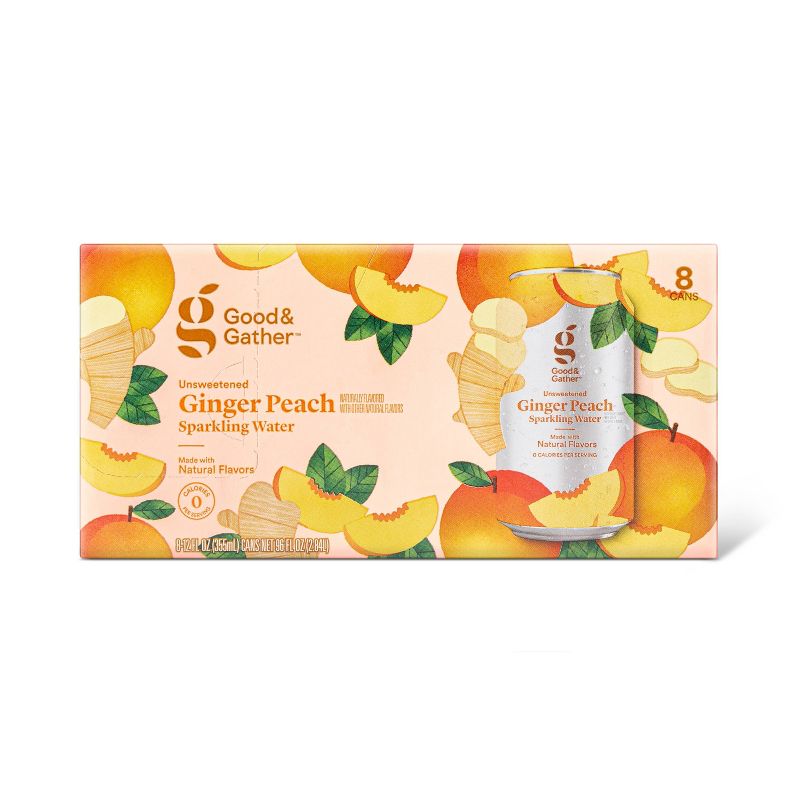Ginger Peach Sparkling Water - 8pk/12 fl oz Cans - Good & Gather&#8482;, 1 of 8