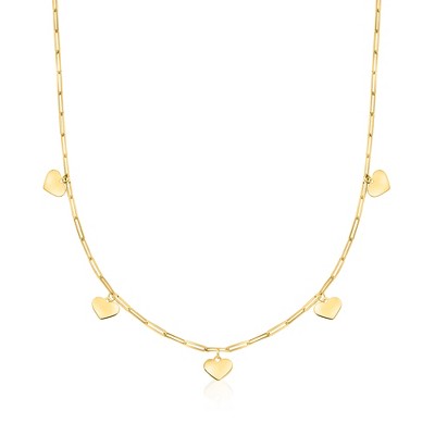 Pure Collection by Ross-Simons Italian 14kt Yellow Gold Heart Charm Paper Clip Link Necklace