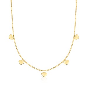 Pure Collection by Ross-Simons Italian 14kt Yellow Gold Heart Charm Paper Clip Link Necklace - 1 of 4