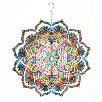 Wind & Weather Flower Mandala Optical Illusion Hanging Metal Spinner