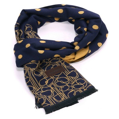 Mio Marino  Women's Cashmere Feel, 100% Cotton Fashion Winter Scarf - Gold  On Navy, Size: One Size : Target