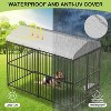 Outdoor Dog Kennel, Heavy-Duty Metal Dog Cage with Rotating Feeding Bowl, Waterproof Roof & Lockable Door, Weatherproof Indoor/Outdoor Use - 4 of 4