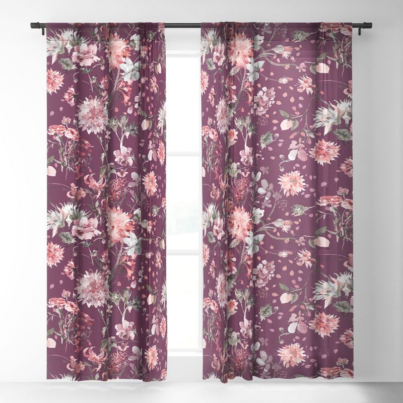 Ninola Design Romantic Bouquet Purple Single Panel Sheer Window Curtain - Deny Designs, 2 of 7