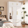 FUFU&GAGA Stylish White Cabinet with Golden Handles, Multi-Functional Interior and Mirrored Door Pane - 2 of 4