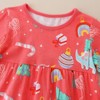 MyKids-Usa Baby Girl Cartoon Print Pattern Western Style Loose Christmas Dress - 3 of 4