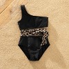 PATPAT Family Matching Leopard Print Swimsuits One Shoulder Cutout Colorblock One Piece Swimwear Swim Trunks Shorts - 3 of 4