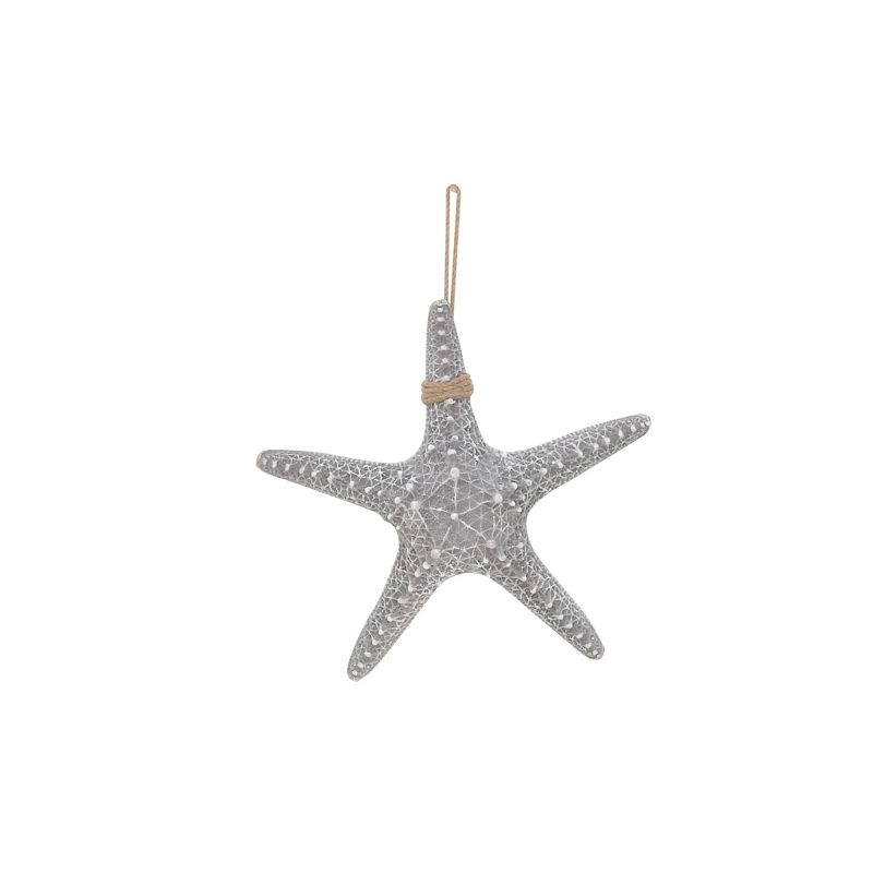 14&#34; x 14&#34; Polystone Starfish Wall Decor with Hanging Rope Gray - Olivia &#38; May, 5 of 8