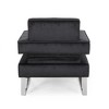 Mid Century Modern Accent Chair, Upholstered Side Armchair With Stainless Steel Leg Supports, Thick Cushion Single Sofa Chair - 4 of 4