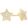 Pompeii3 14K Yellow Gold Diamond Pave Petite Star Studs Dainty High Polished 6.5MM - 2 of 4