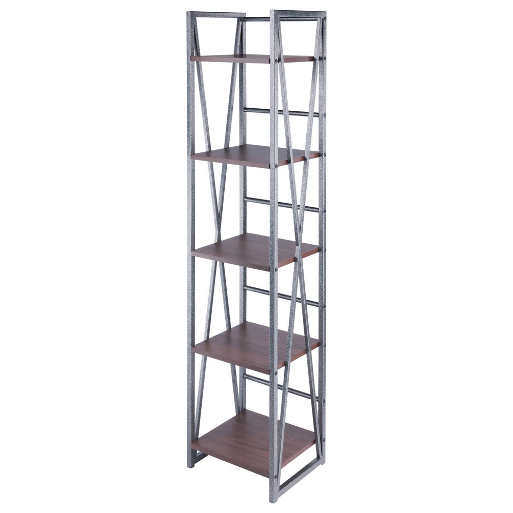 Photos - Wall Shelf 61.42" Isa 5 Tier Shelf Graphite/Walnut - Winsome