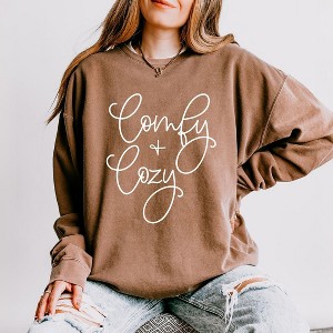 Simply Sage Market Women's Lightweight Garment Dyed Graphic Sweatshirt Comfy and Cozy Cursive - 1 of 4