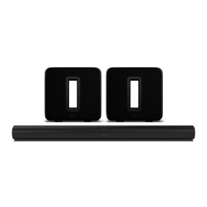 Sonos Entertainment Set with Arc Wireless Dolby Atmos Sound Bar and Gen 3. Subwoofers - Pair (Black) - 1 of 4