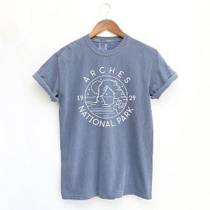 Simply Sage Market Women's Arches National Park Short Sleeve Garment Dyed Tee - 1 of 3