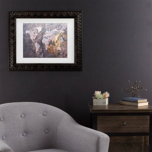 Trademark Fine Art Michael Tompsett World Map - Rock Matted Framed Art - 1 of 4