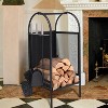 attop Wheeled Firewood Rack with 3 Fireplace Tools - 4 of 4