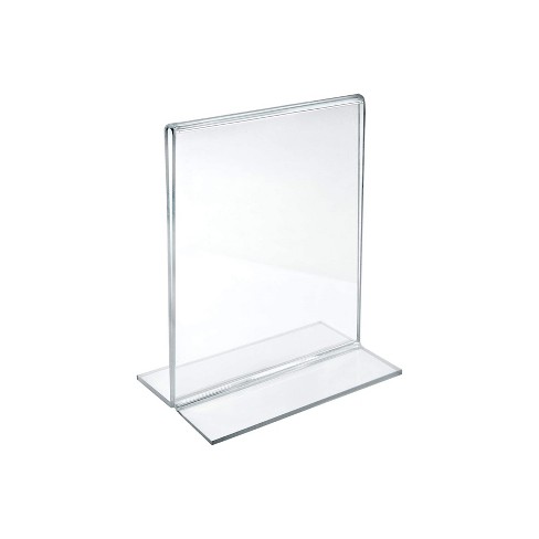 Azar Displays Bottom Loading Clear Acrylic T-Frame Sign Holder 4" Wide x 6'' High- Vertical/Portrait. - image 1 of 4