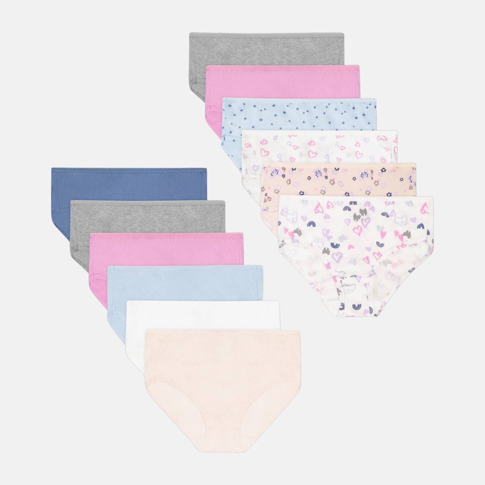 Hanes Girls' 12pk Butterfly and Dot Cotton Briefs - 14