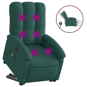 vidaXL Electric Massage Recliner-Lift Chair with Vibration Massage, Auto-Adjusting Backrest/Footrest, Dark Green Fabric, Side Pocket - 1 of 4