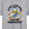 Women's - Garfield - Just A Cat Who Loves Chickens Oversized Graphic T-Shirt - 2 of 4