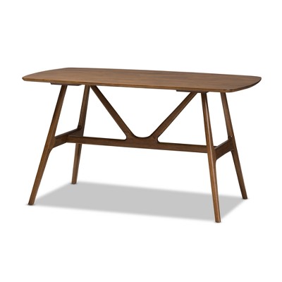 Wyatt Mid-Century Walnut 5-Piece Dining Set with Gray Upholstered Seats
