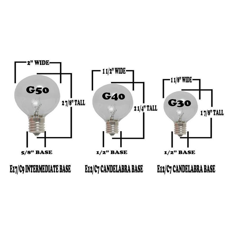 Novelty Lights Glass G40 Globe Hanging LED String Light Replacement Bulbs E12 Candelabra Base, 4 of 5