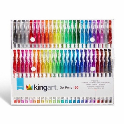 KINGART Gel Pens, Soft Grip, 50 Glitter Colors
