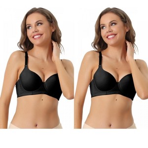 Allegra K Women's Underwire Detachable Adjustable Straps Soft 3/4 Cup Push-up Bras 2 Packs - 1 of 4