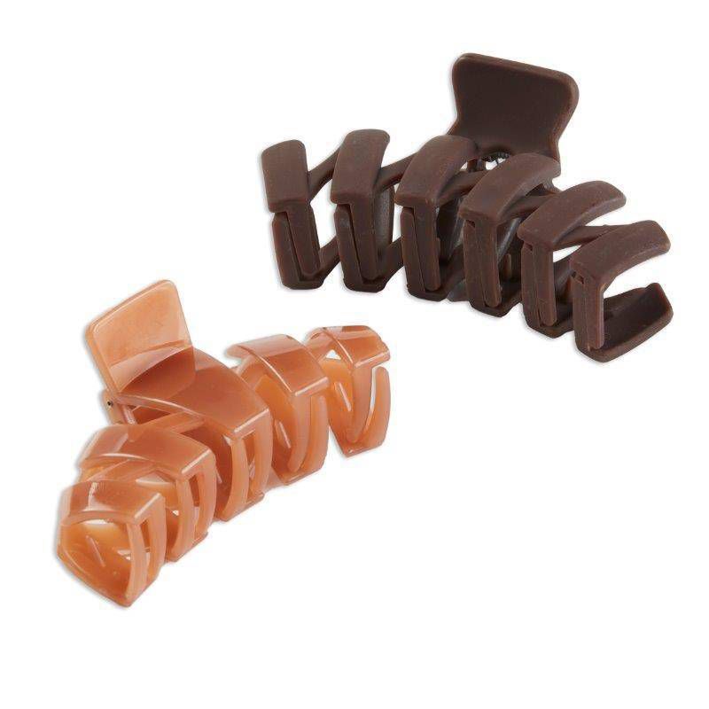 sc&#252;nci Unbreakable Zigzag Plastic Claw Clips - Mixed Finish - Brown/Light Brown - All Hair - 2pcs, 4 of 7