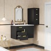 KWPZQEB Wall Mounted Floating Cabinet with Ceramic Sink & Side Cabinet Combo, Rectangular Vanity W/ Drawers & Door, Storage Cabinet for Bathroom - 3 of 4
