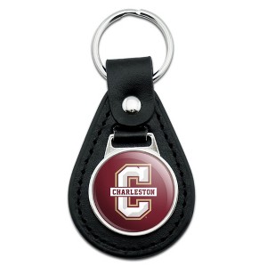 College of Charleston Cougars Logo Black Leather Keychain - 1 of 4